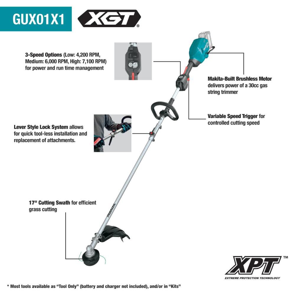 40V max XGT Couple Shaft Power Head Kit with 17in String Trimmer Attachment Brushless Cordless GUX01JM1X1