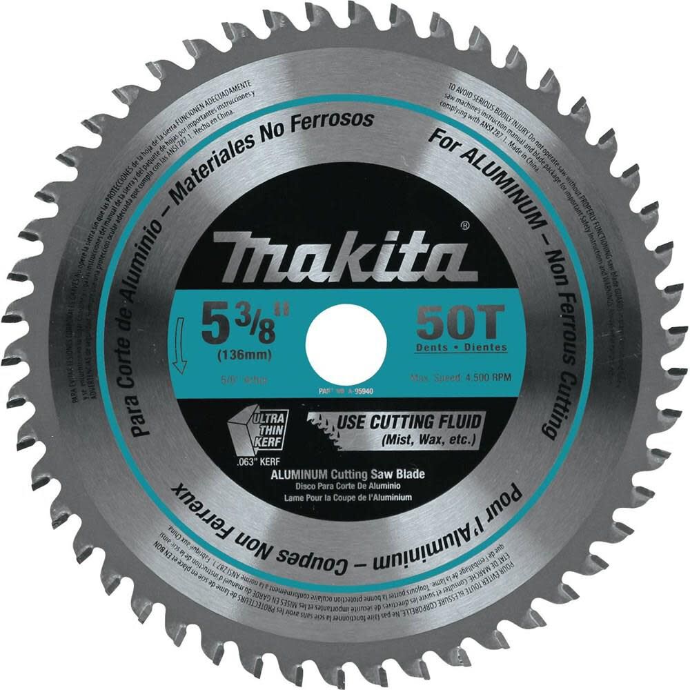 5-3/8 in. 50T Carbide-Tipped Saw Blade Aluminum A-95940