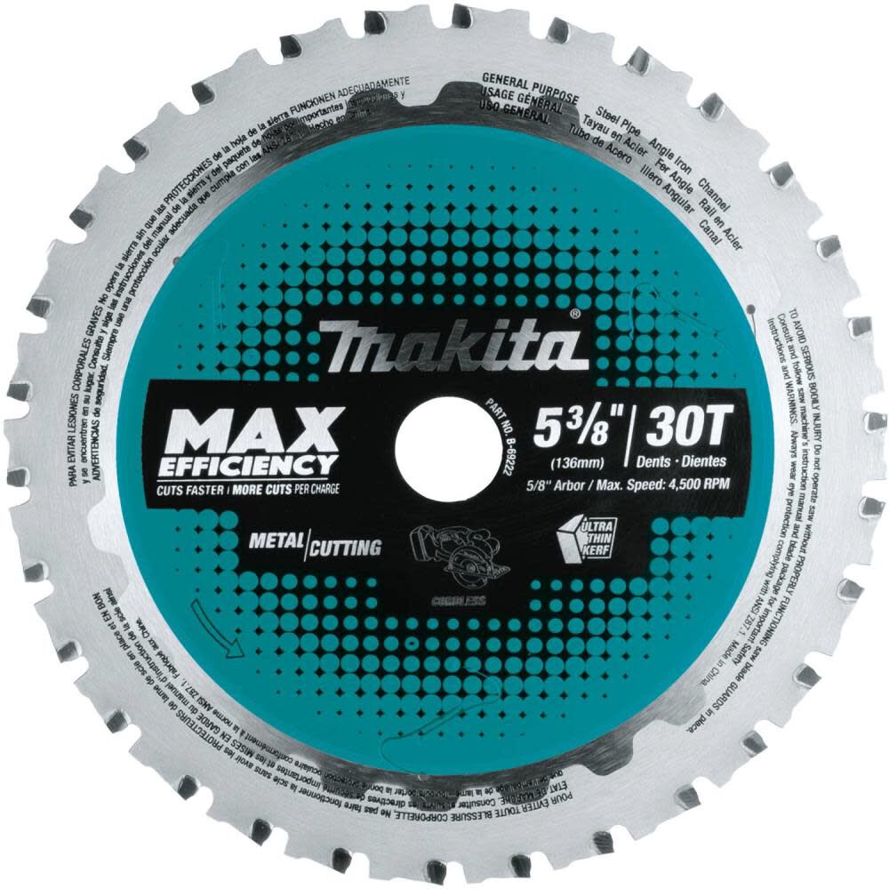 5-3/8 Inch 30T Carbide-Tipped Max Efficiency Saw Blade Metal/General Purpose B-69222