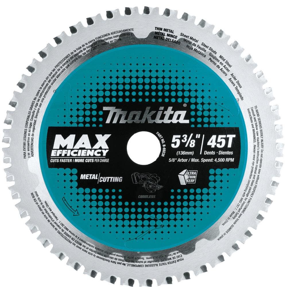 5-3/8 Inch 45T Carbide-Tipped Max Efficiency Saw Blade, Ferrous Metal-Thin Gauge B-69238