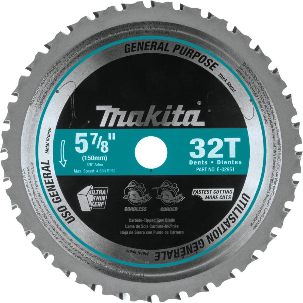 5-7/8 Inch 32T Carbide-Tipped Saw Blade, Metal/General Purpose E-02951