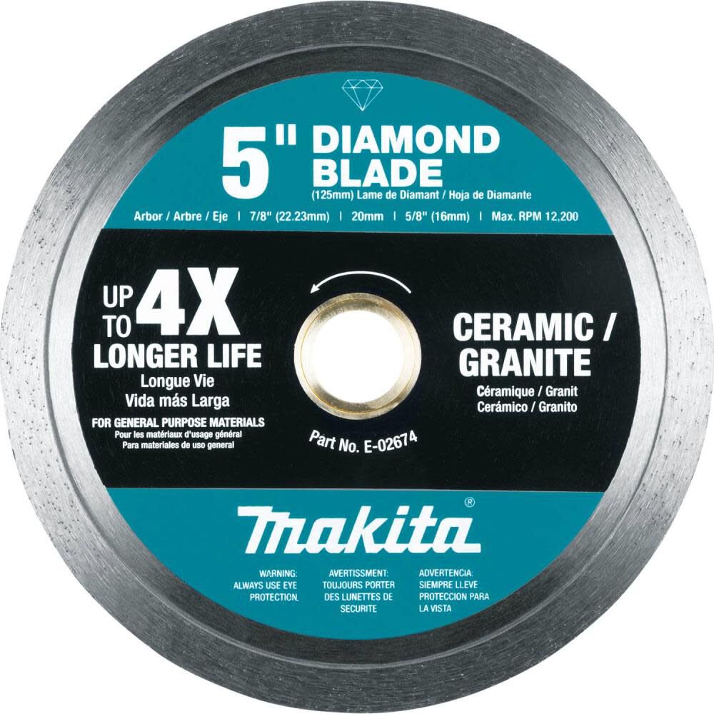 5 in Diamond Blade, Cont inuous Rim, General Purpose E-02674