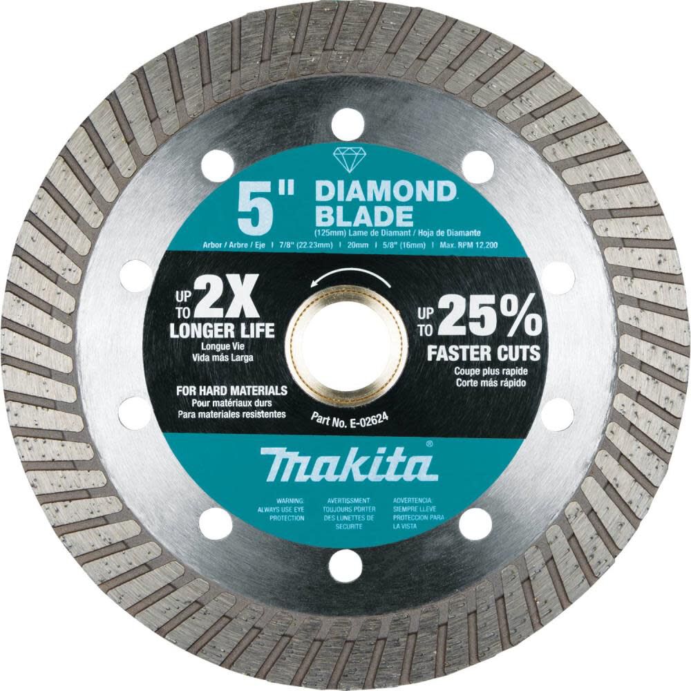 5 Inch Diamond Blade, Turbo, Hard Material E-02624