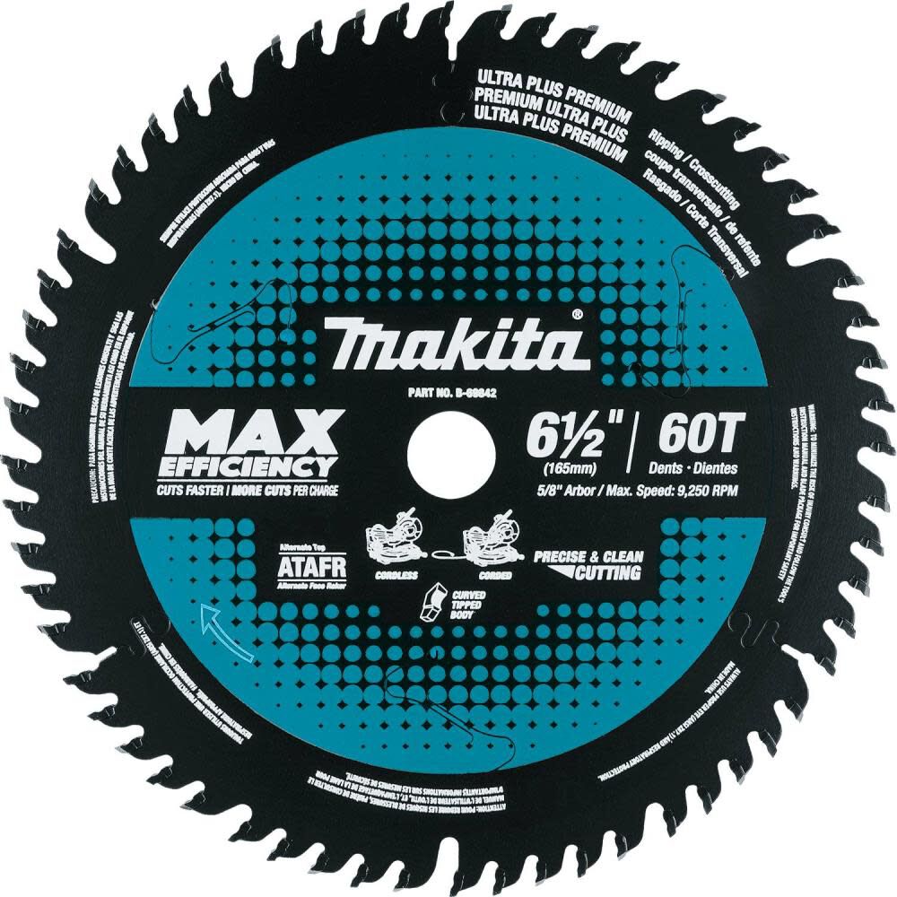 6-1/2 Inch 60T Carbide-Tipped Max Efficiency Miter Saw Blade B-69842