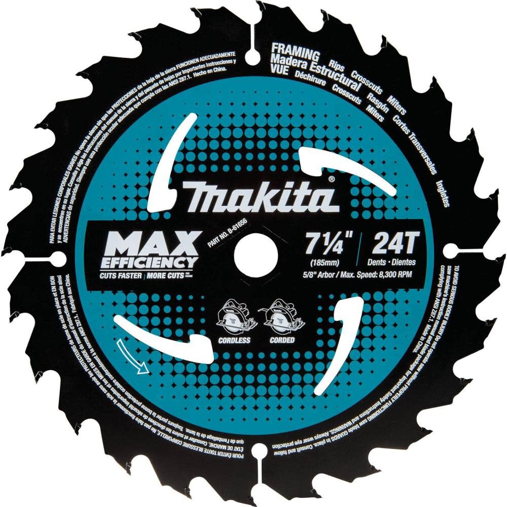 7-1/4in 24T CT Max Efficiency Ultra-Thin Kerf Framing Saw Blade B-61656