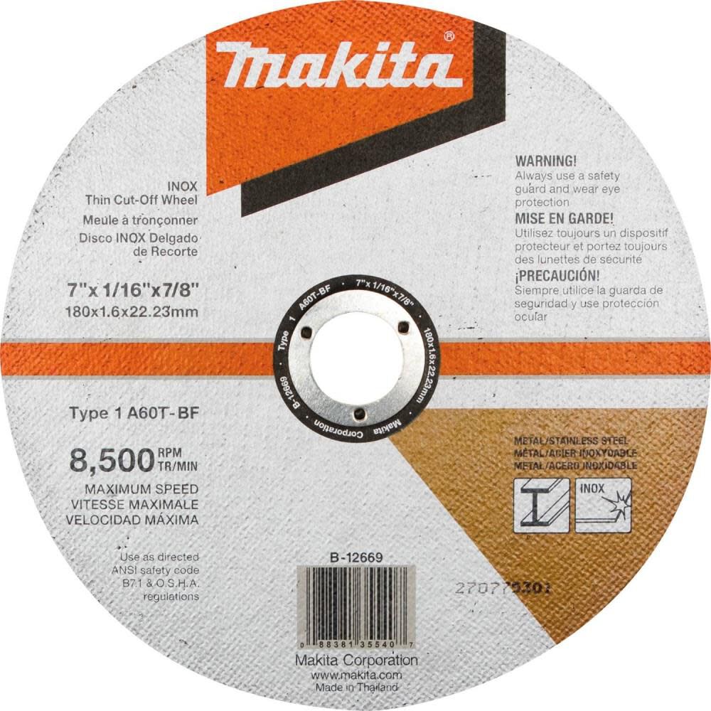 7in x 1/16in x 7/8in INOX Thin Cut-Off Wheel 60 Grit B-12669