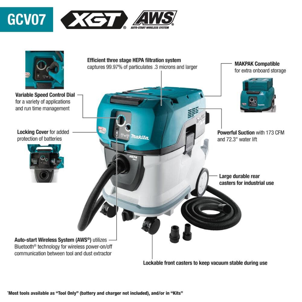 80V max (40V max X2) XGT 10 Gallon HEPA Vacuum 4.0Ah Kit Wet & Dry GCV07PMU