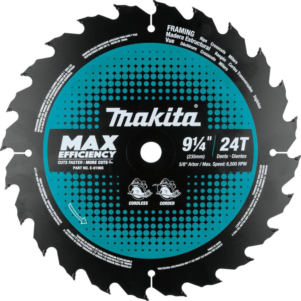 9-1/4in 24T Carbide-Tipped Max Efficiency Circular Saw Blade Framing E-01965