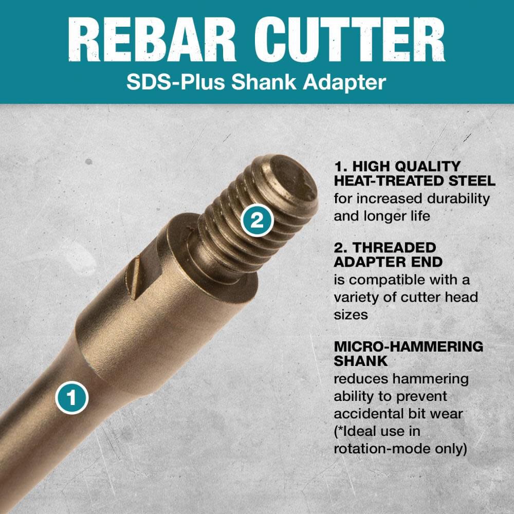 9in Rebar Cutter Shank Adapter SDS Plus E-12594