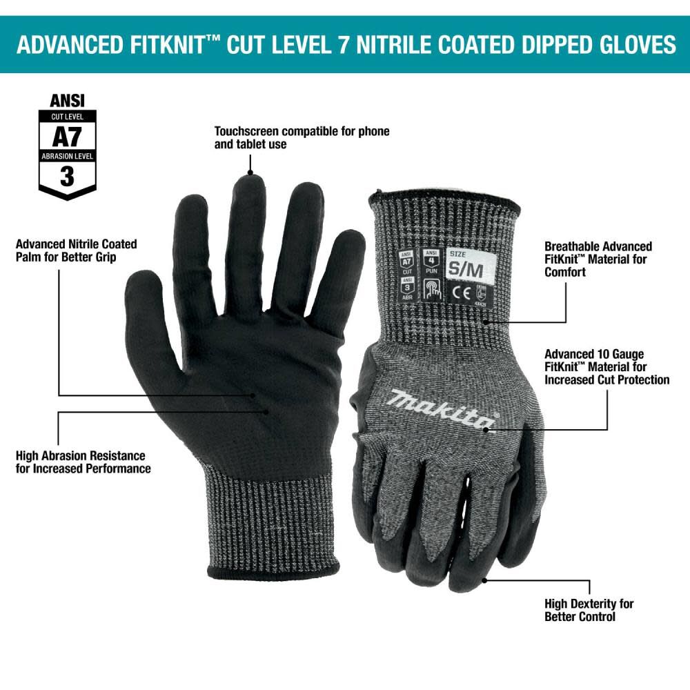 Advanced FitKnit Gloves Cut Level 7 Nitrile Coated Dipped L/XL T-04145