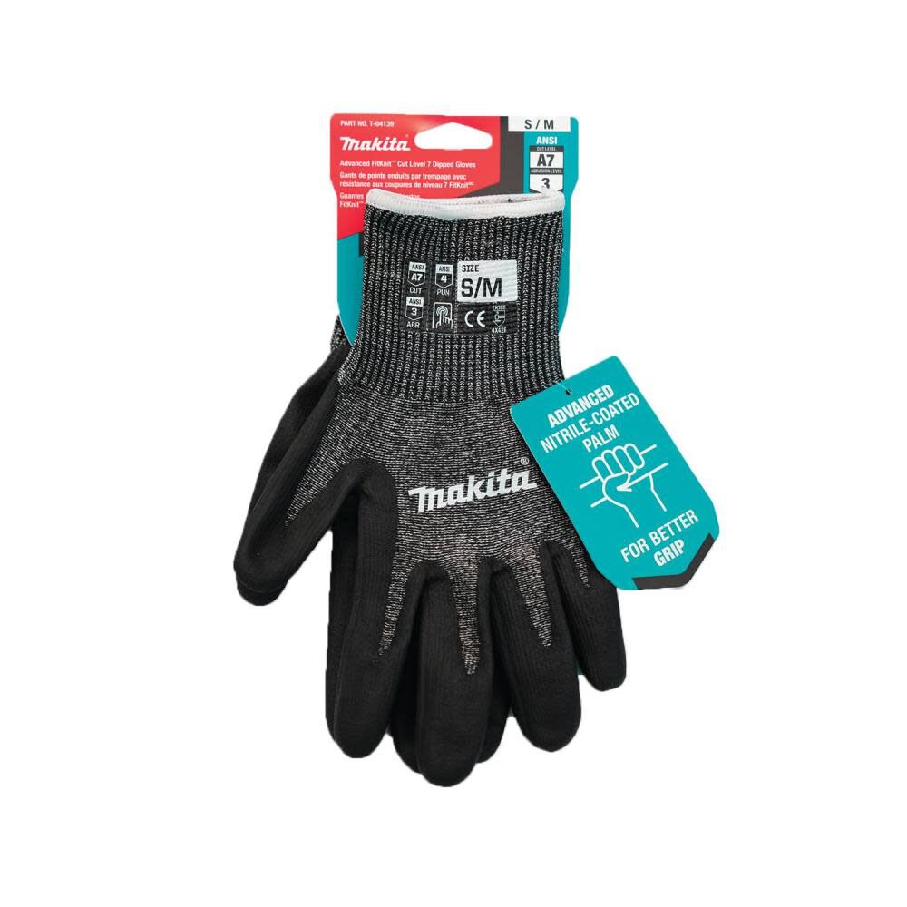 Advanced FitKnit Gloves Cut Level 7 Nitrile Coated Dipped S/M T-04139