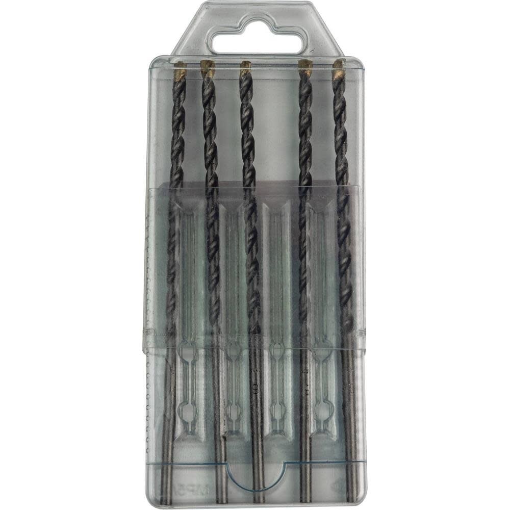 Carbide Tipped Percussion Masonry Hammer Drill Bits 3/16in x 6in 5pk E-10621