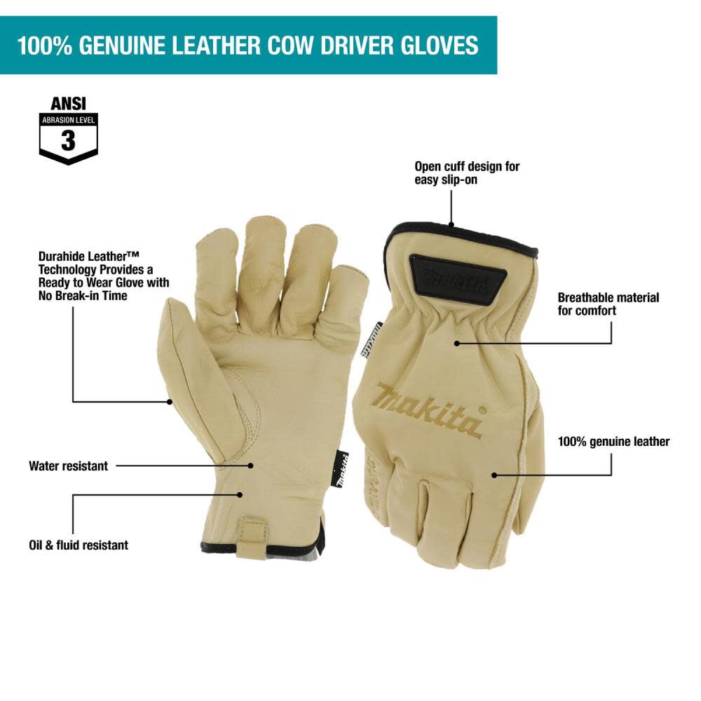 Driver Gloves Genuine Leather Cow Large T-04195