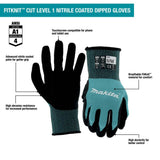 FitKnit Gloves Cut Level 1 Nitrile Coated Dipped L/XL T-04123