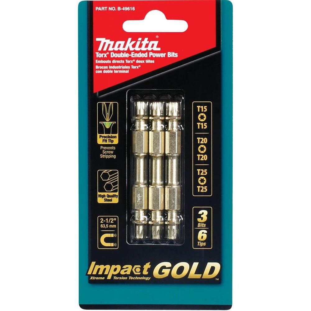 Impact Gold (2-1/2 in.) Torx Double-Ended Power Bit Set (3-Piece) B-49616