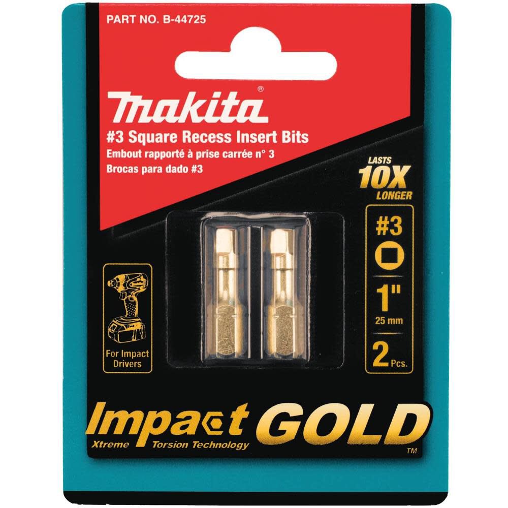 Impact GOLD #3 Square Insert Bit 2/pk B-44725