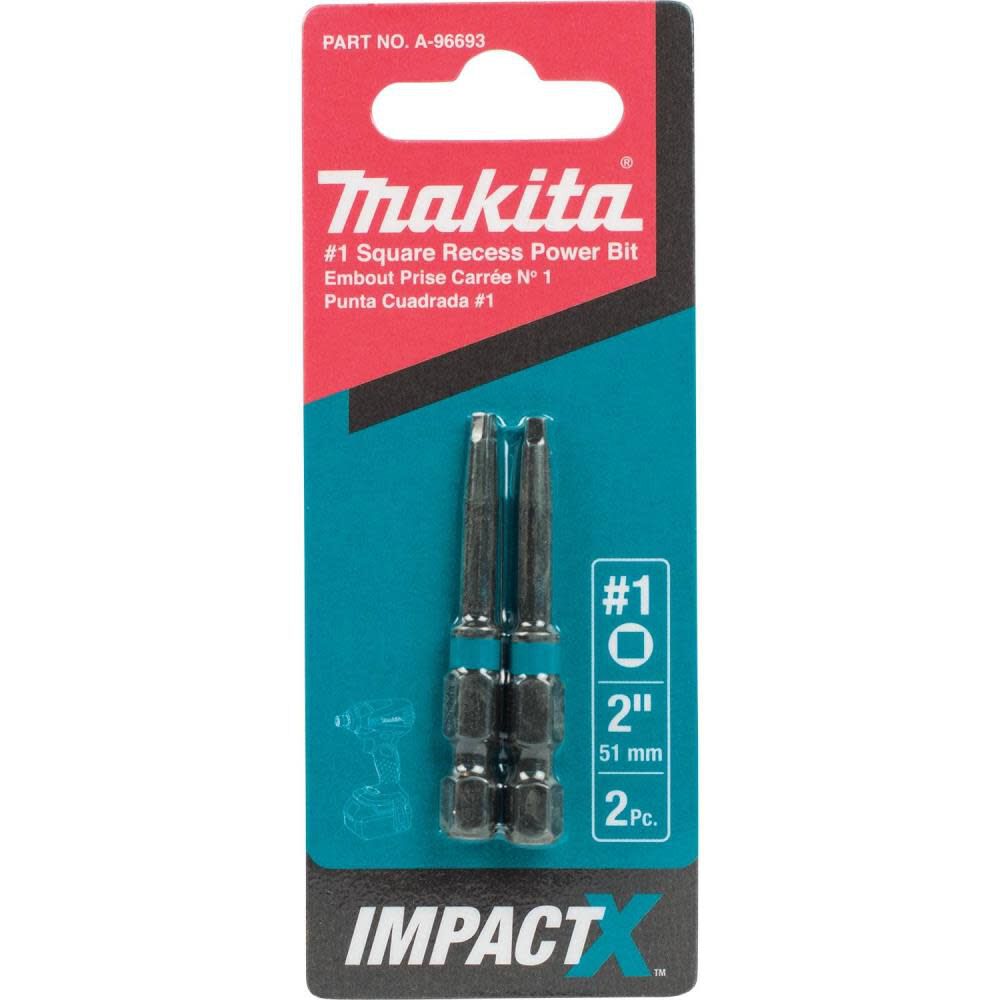 Impact X #1 Square Recess 2 Power Bit 2/pk A-96693