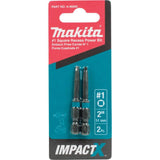 Impact X #1 Square Recess 2 Power Bit 2/pk A-96693