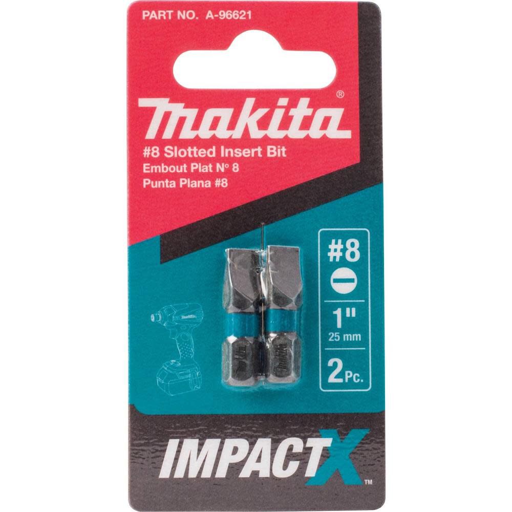 Impact X #8 Slotted 1 Insert Bit 2/pk A-96621