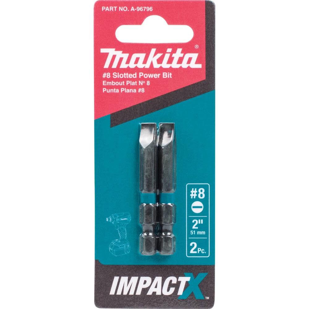 Impact X #8 Slotted 2 Power Bit 2/pk A-96796