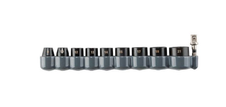 Impact XPS 10 Piece 3/8 Inch Drive 6-Point Metric Impact Socket Set with Standard Socket Adapter E-01688