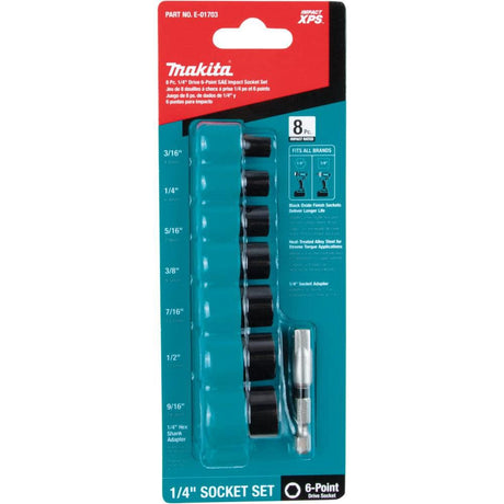 Impact XPS 1/4in SAE Impact Socket Set 8pc E-01703