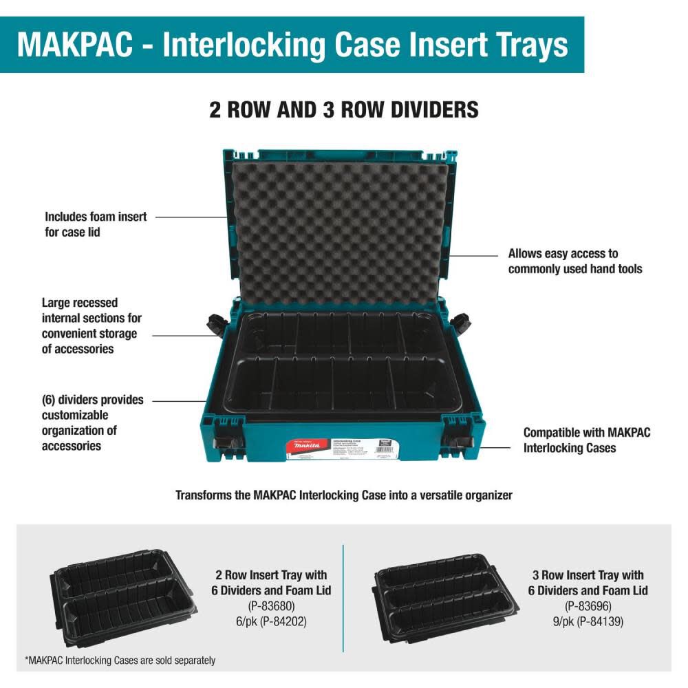 MAKPAC Interlocking Case 3 Row Insert Tray P-83696