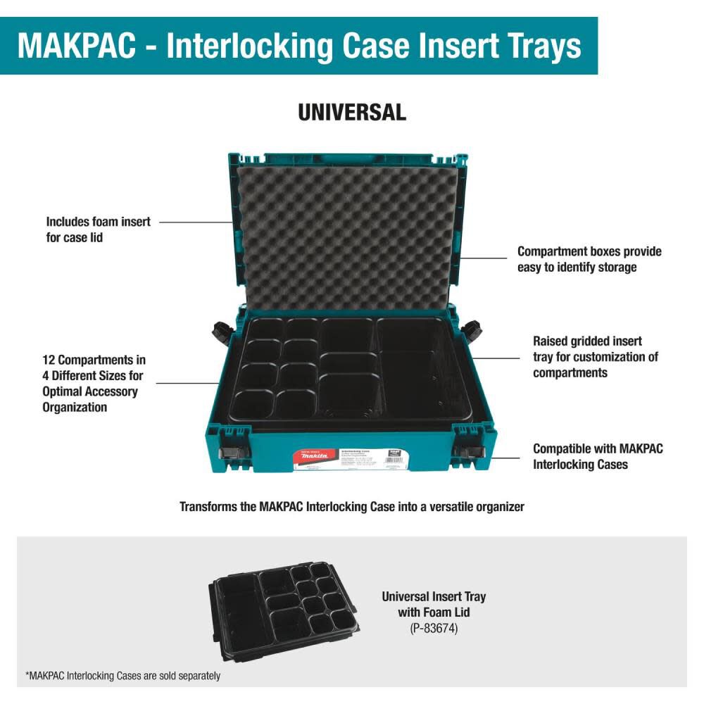 MAKPAC Interlocking Case Universal Insert Tray with Foam Lid P-83674