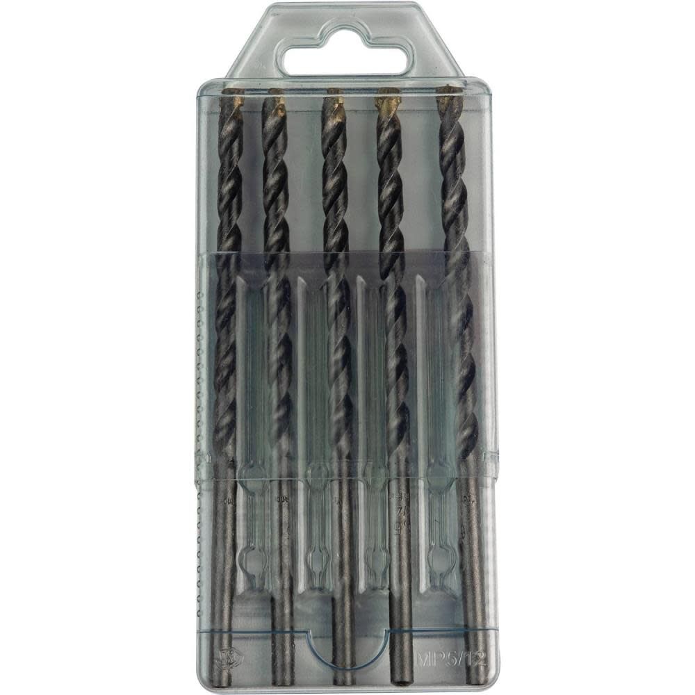 Masonry Hammer Drill Bits 1/4in x 6in Carbide Tipped Percussion 5pk E-10637