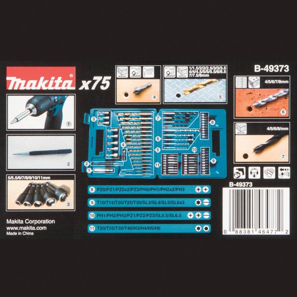 Metric Drill & Screw Bit Set 75pc B-49373