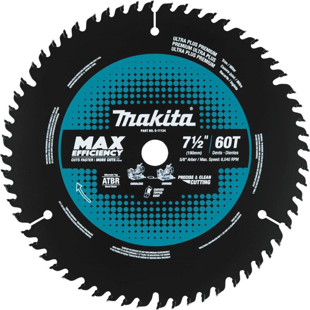 Miter Saw Blade 7 1/2in 60T Carbide Tipped Max Efficiency E-11134