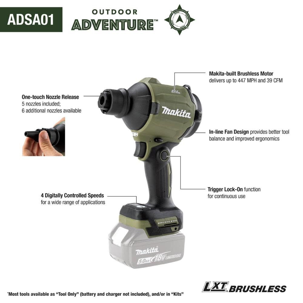 Outdoor Adventure 18V LXT Brushless Cordless High Speed Blower/Inflator (Bare Tool) ADSA01Z