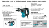 Rotary Hammer 1 3/16'' accepts SDS PLUS bits L Shape HR3001CK