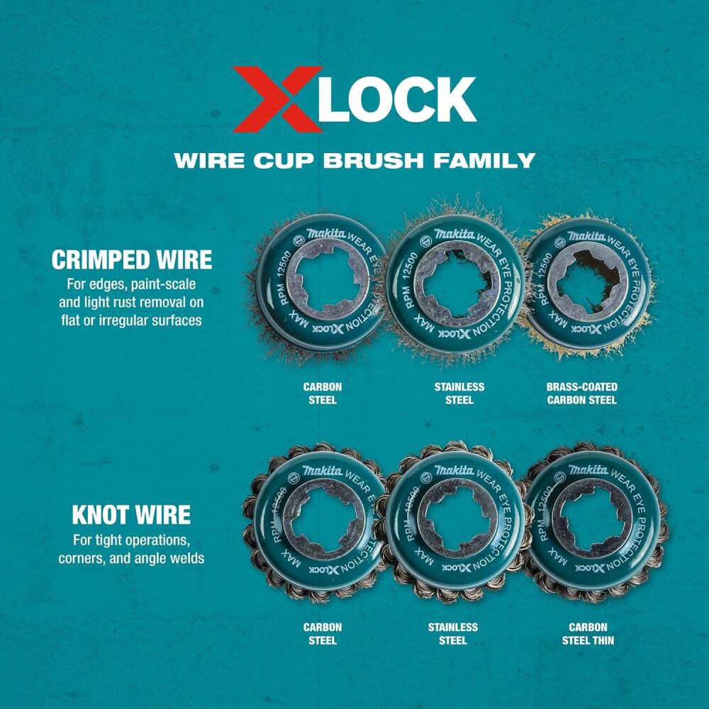 X-LOCK 3-1/8in Carbon Steel Knot Wire Cup Brush D-72621