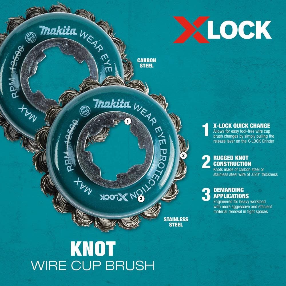 X-LOCK 3-1/8in Carbon Steel Knot Wire Cup Brush D-72621