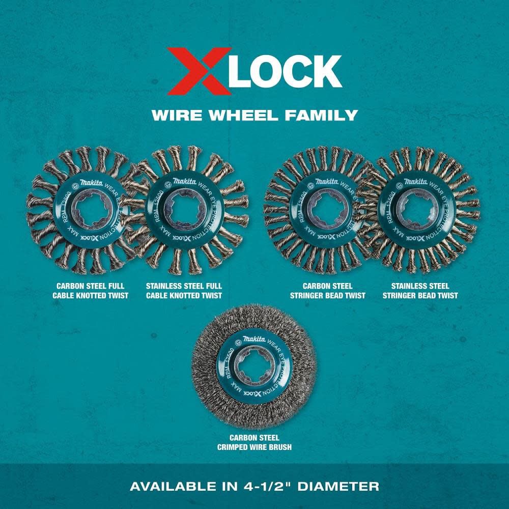 X-LOCK 4-1/2in Carbon Steel Crimped Wire Wheel Brush D-72665