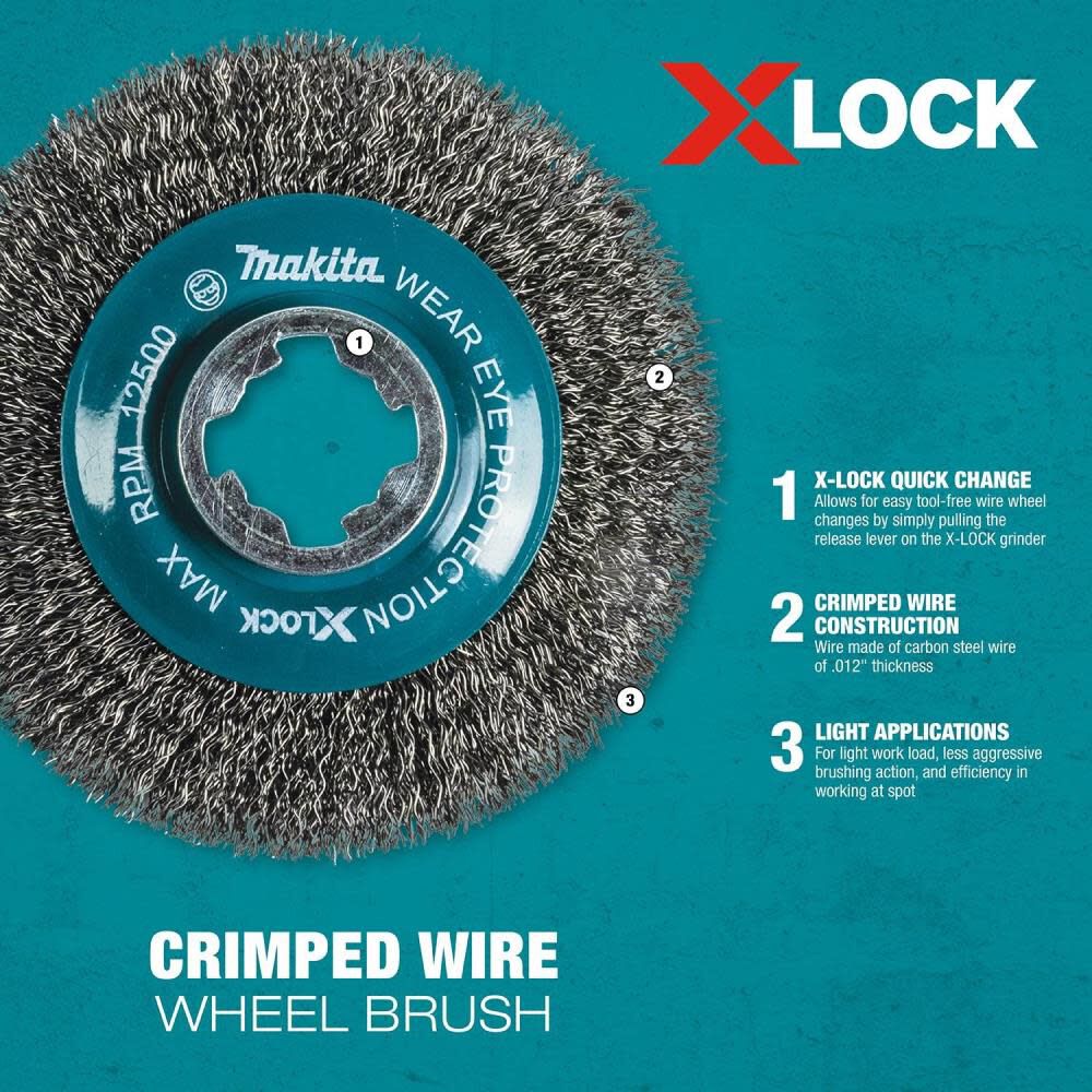 X-LOCK 4-1/2in Carbon Steel Crimped Wire Wheel Brush D-72665