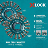 X-LOCK 4-1/2in Carbon Steel Full Cable Knotted Twist Wire Wheel D-72643