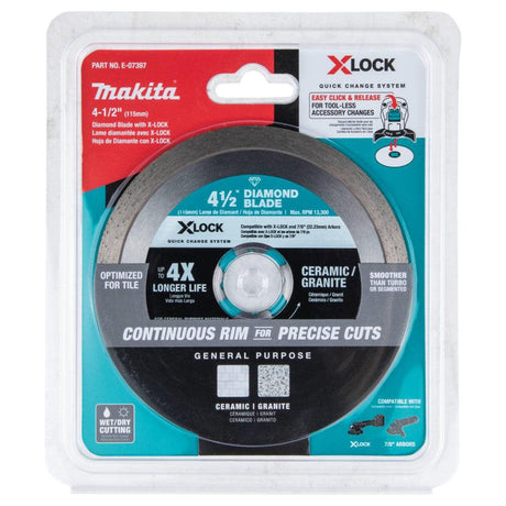 X-LOCK 4-1/2in Continuous Rim Diamond Blade for Ceramic and Granite Cutting E-07397