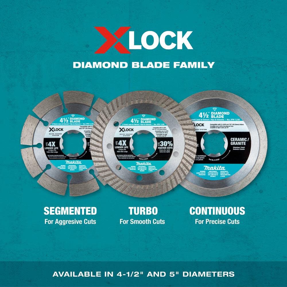 X LOCK 4 1/2in Diamond Blade Variety Pack for Masonry Cutting 3pc E-12647