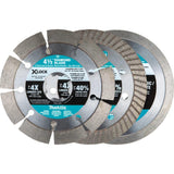 X LOCK 4 1/2in Diamond Blade Variety Pack for Masonry Cutting 3pc E-12647