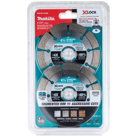 X-LOCK 4-1/2in Segmented Diamond Blade for Masonry Cutting 2/pk E-07200