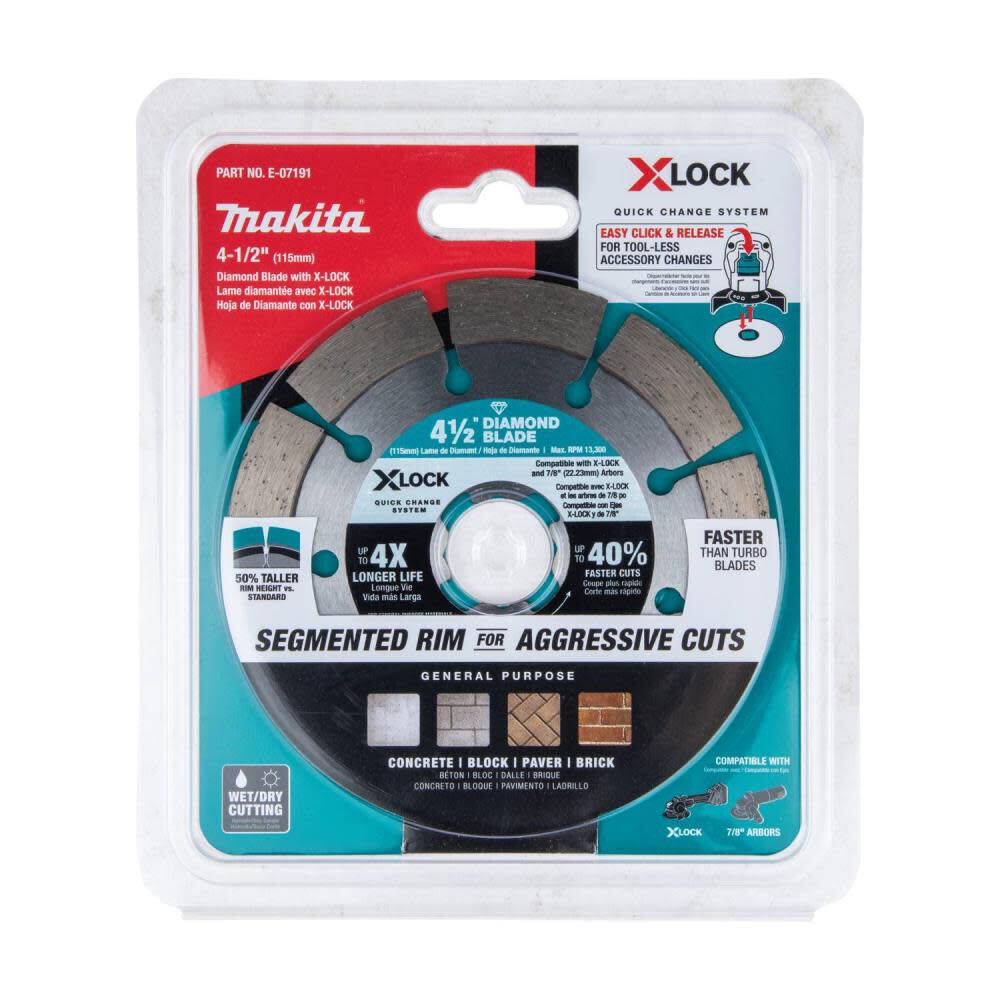 X-LOCK 4-1/2in Segmented Diamond Blade for Masonry Cutting E-07191