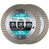 X-LOCK 4-1/2in Turbo Rim Diamond Blade for Masonry Cutting 2/pk E-07222