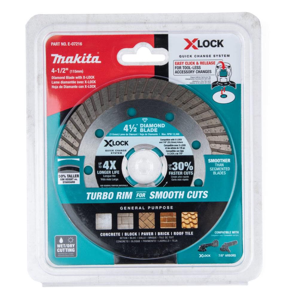 X-LOCK 4-1/2in Turbo Rim Diamond Blade for Masonry Cutting E-07216