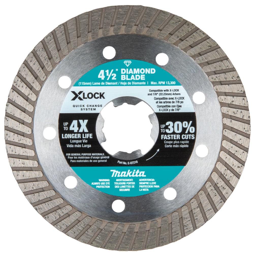 X-LOCK 4-1/2in Turbo Rim Diamond Blade for Masonry Cutting E-07216