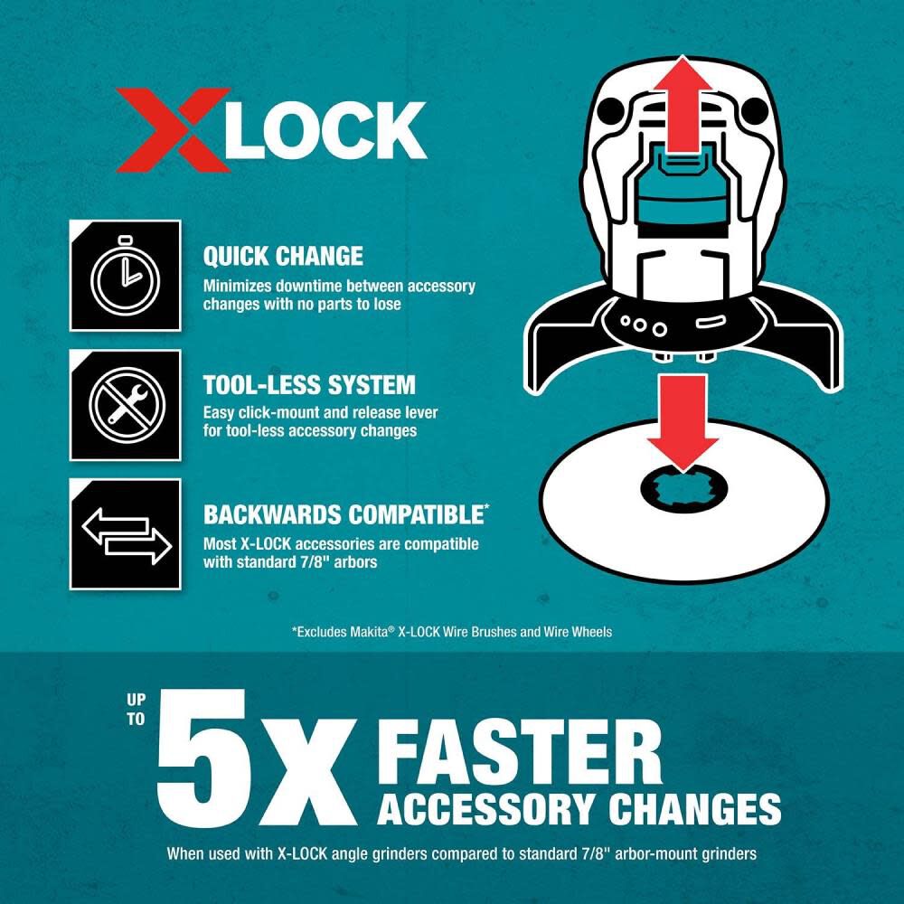 X-LOCK 4-1/2in x 1/4in x 7/8in Type 27 General Purpose 36 Grit Metal Abrasive Grinding Wheel E-00424