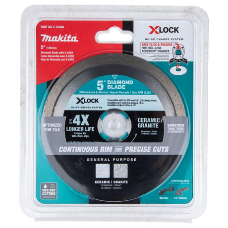 X-LOCK 5in Continuous Rim Diamond Blade for Ceramic and Granite Cutting E-07406