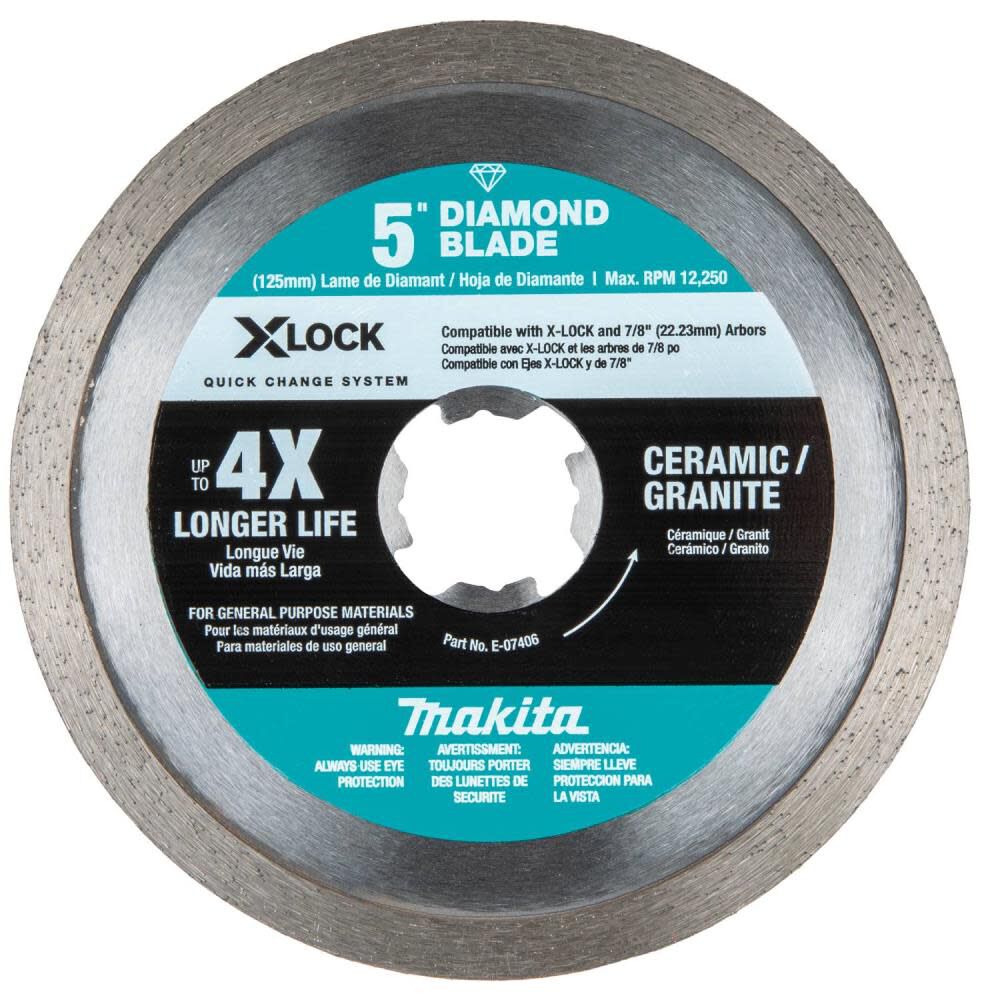 X-LOCK 5in Continuous Rim Diamond Blade for Ceramic and Granite Cutting E-07406