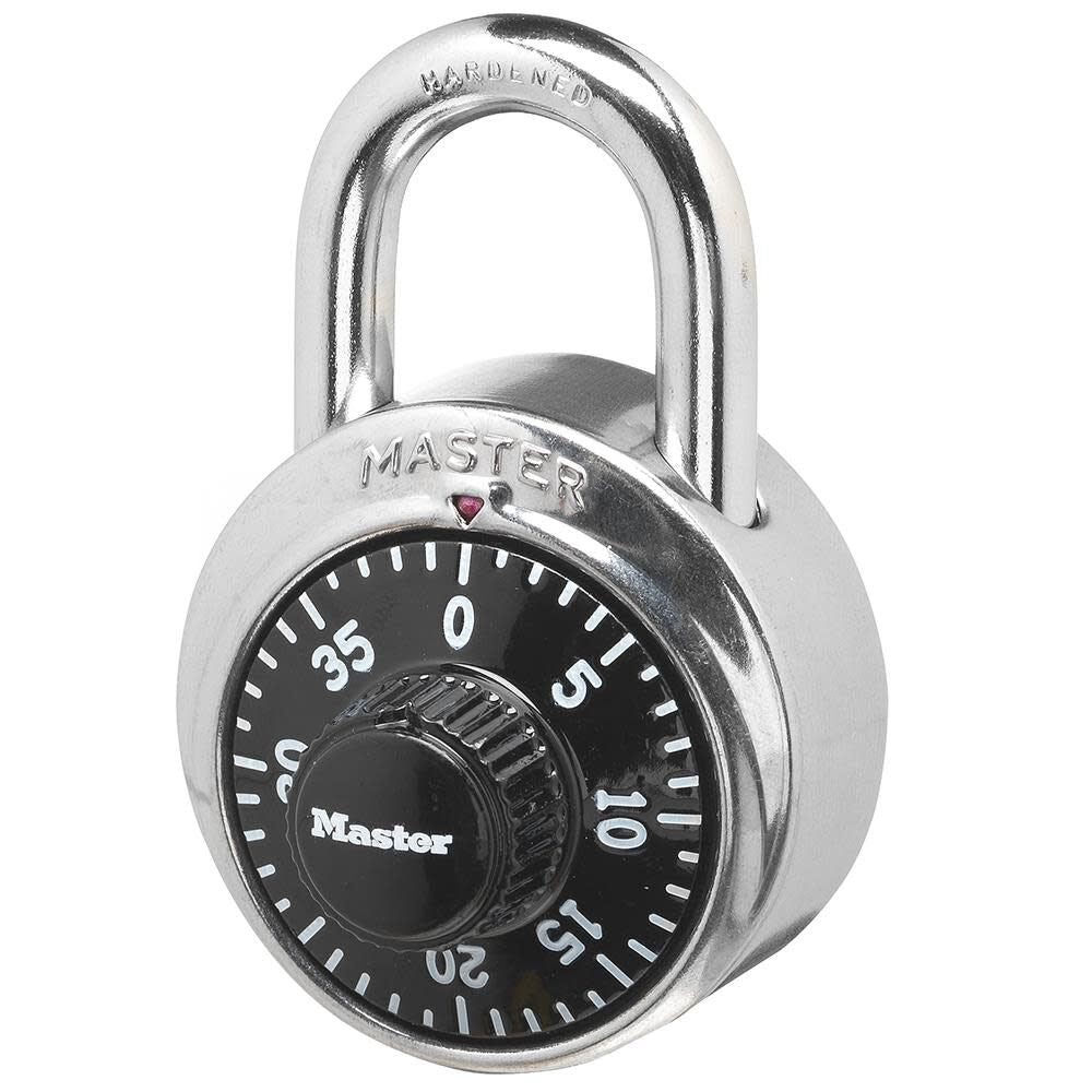 1.875-in Chrome with Black Dial Steel Shackle Combination Padlock 1500D